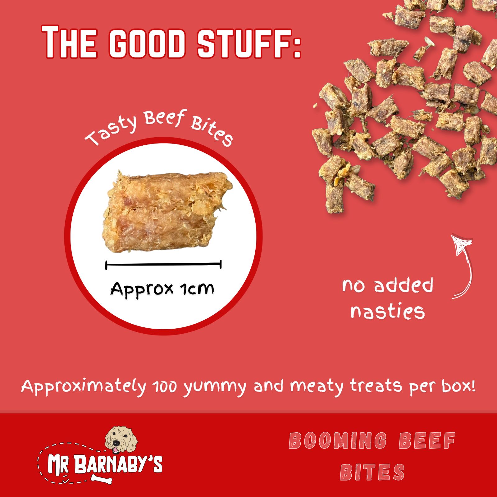Beef Dog Treat Bites 100g | 100% Meat, Natural, Hypoallergenic, Grain-Free