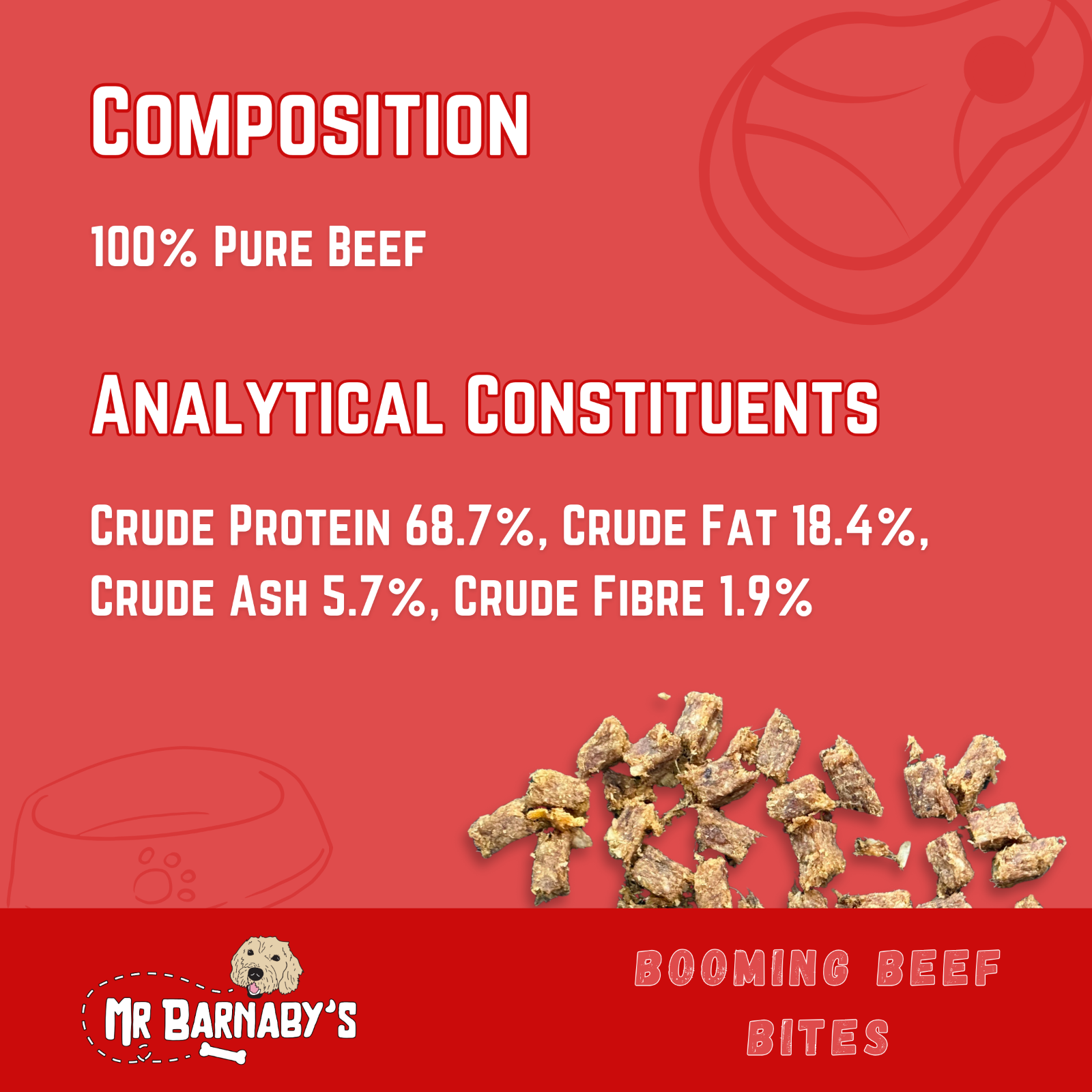 Beef Dog Treat Bites 100g | 100% Meat, Natural, Hypoallergenic, Grain-Free