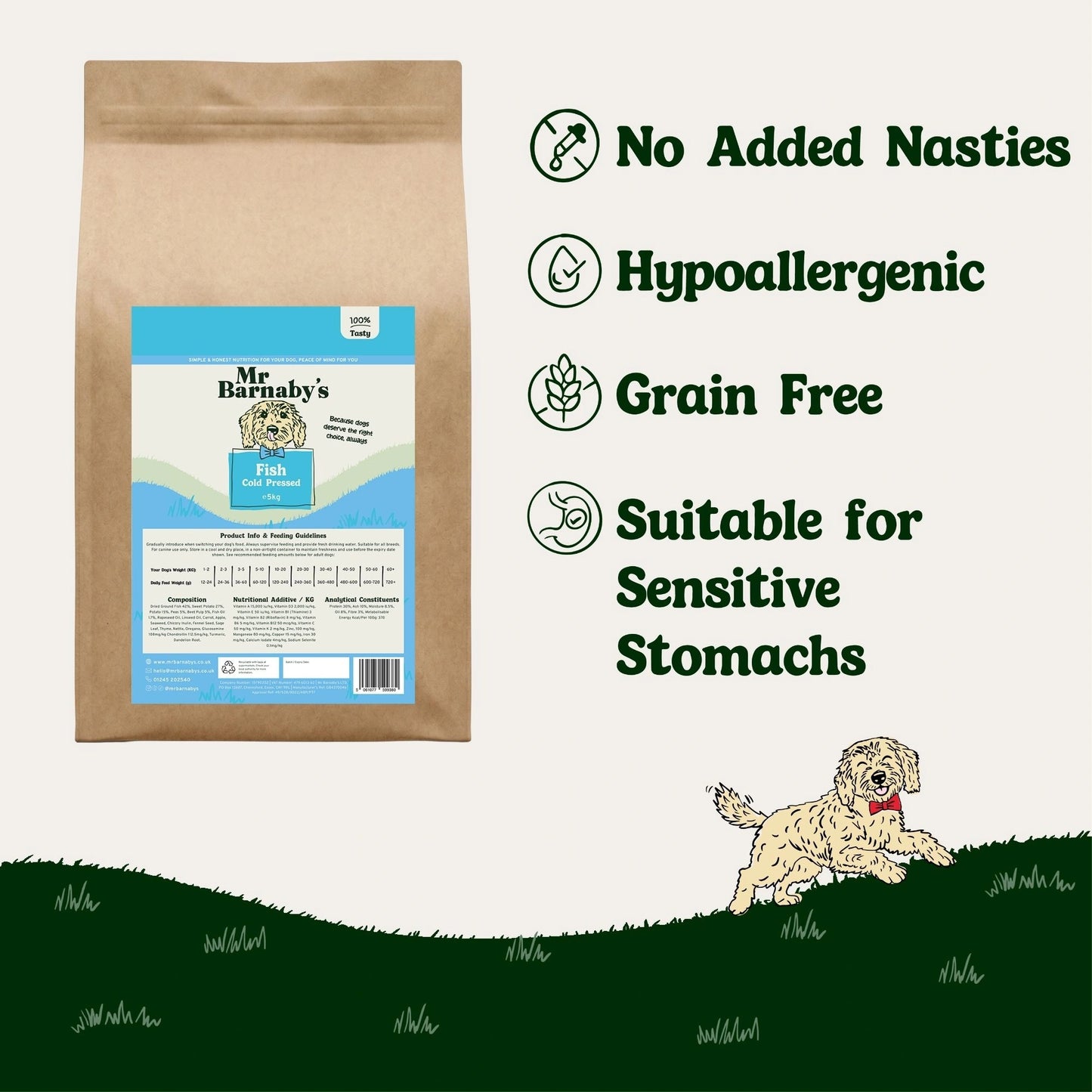 Cold Pressed Fish Dog Food – Natural Grain Free Recipe 3kg, 5kg, 10kg, 12kg