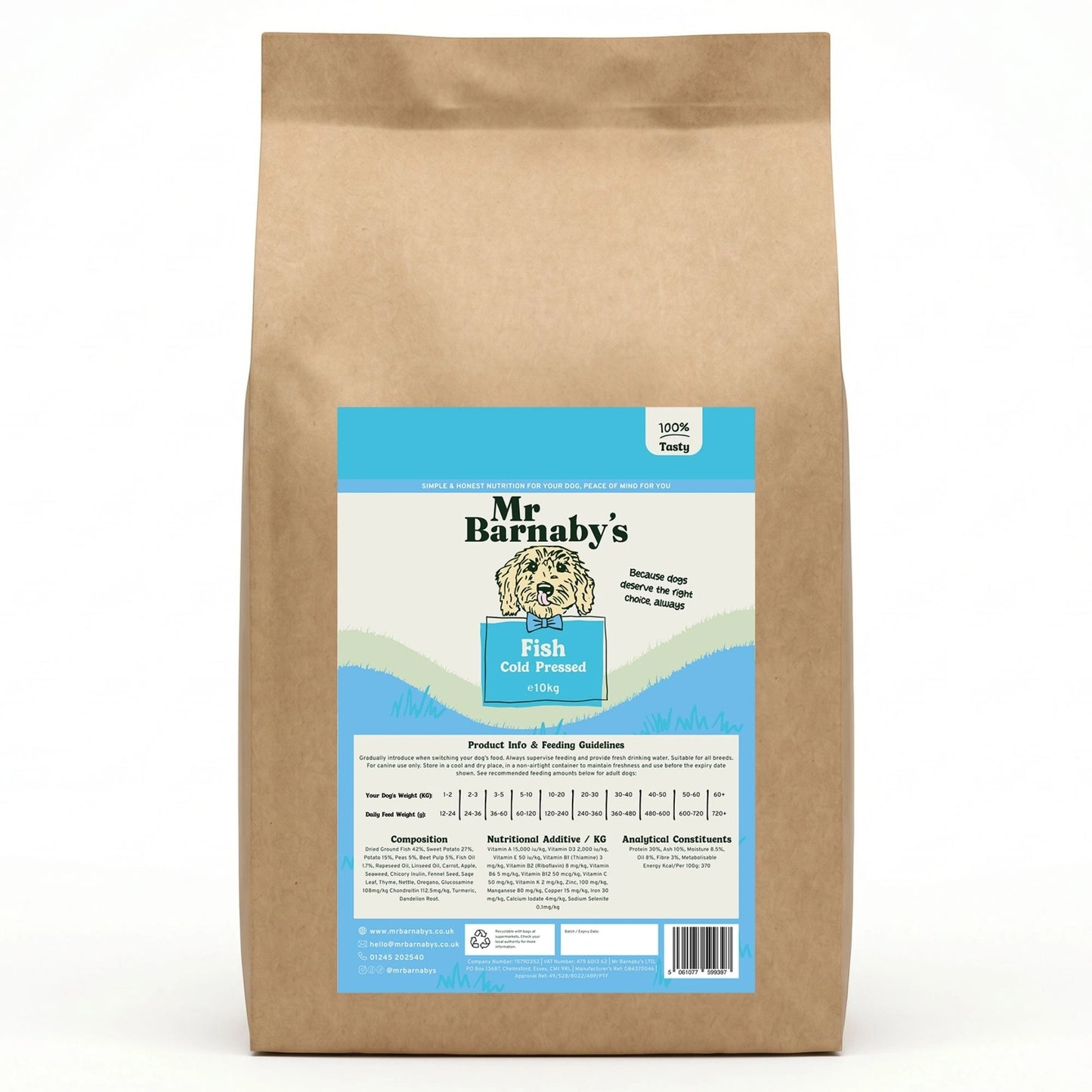 Cold Pressed Fish Dog Food – Natural Grain Free Recipe 3kg, 5kg, 10kg, 12kg