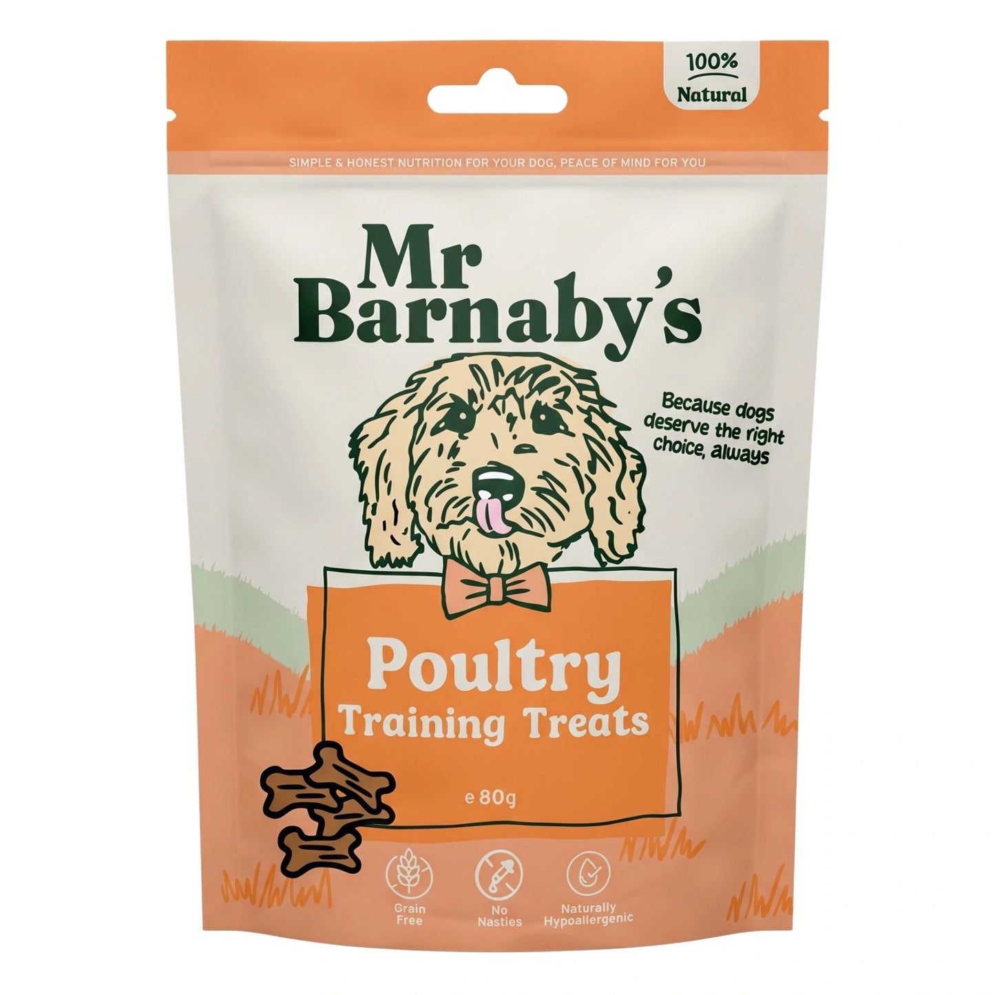 Natural Poultry Dog Training Treats – Grain-Free Bites 80g