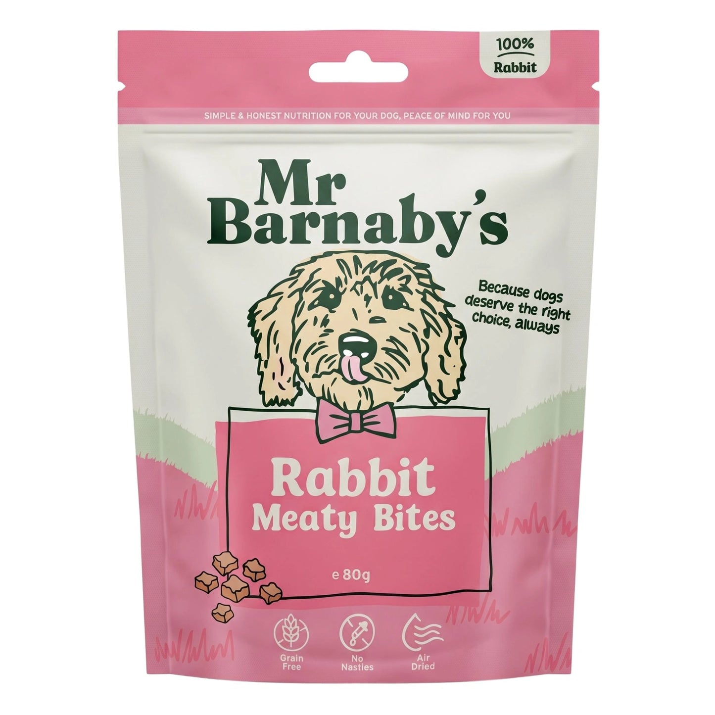 Natural Rabbit Dog Treats – Air-Dried Bites 80g
