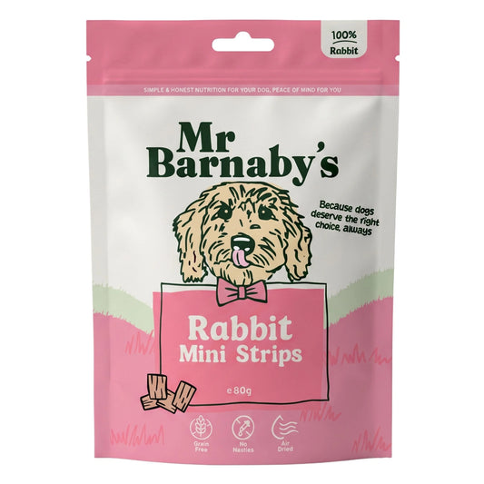 Natural Rabbit Dog Treats – Air-Dried Mini Strips 80g