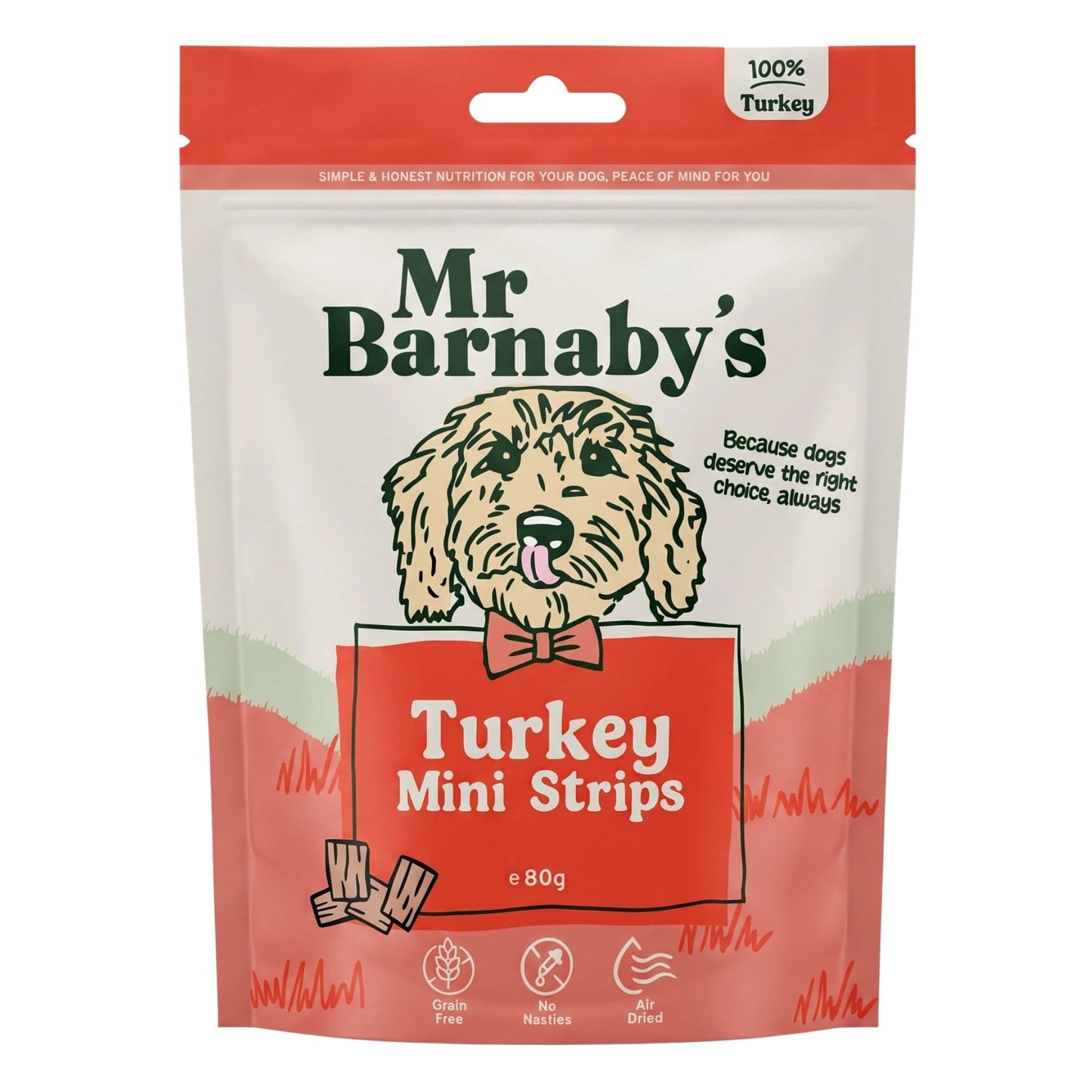 Natural Turkey Dog Treats – Air-Dried Mini Strips 80g