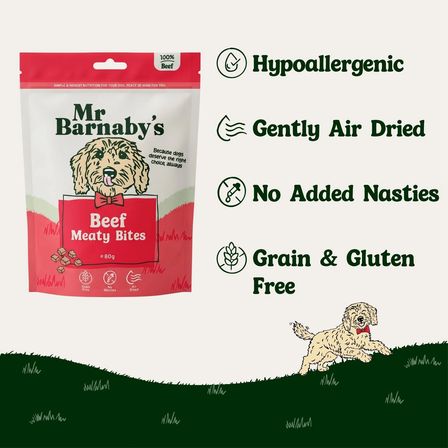 Natural Beef Dog Treats – Air-Dried Bites 80g