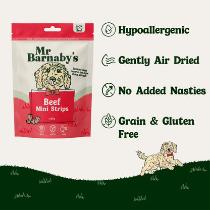 Natural Beef Dog Treats – Air-Dried Mini Strips 80g