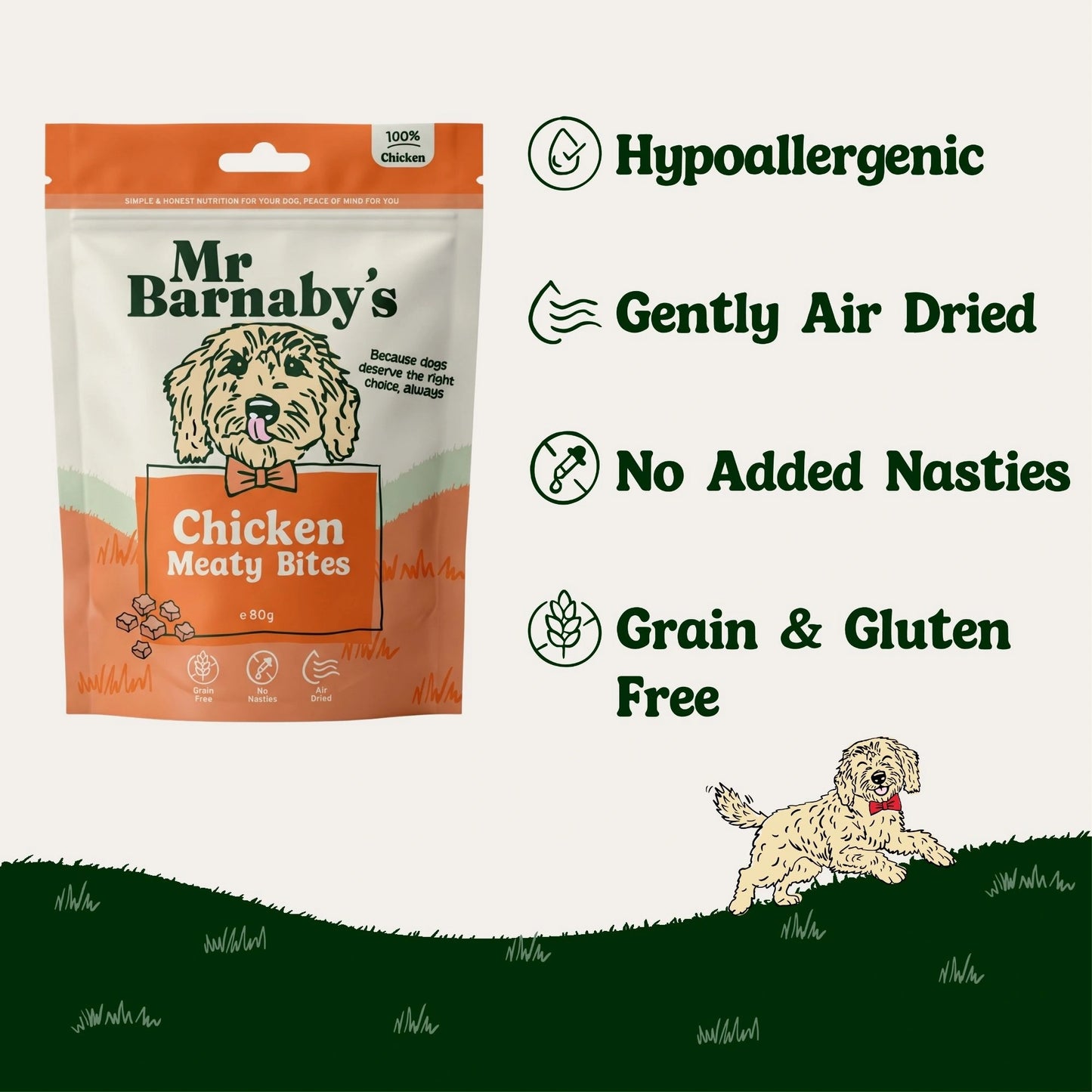 Natural Chicken Dog Treats – Air-Dried Bites 80g