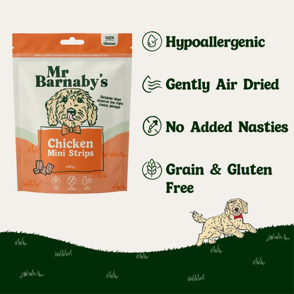 Natural Chicken Dog Treats – Air-Dried Mini Strips 80g