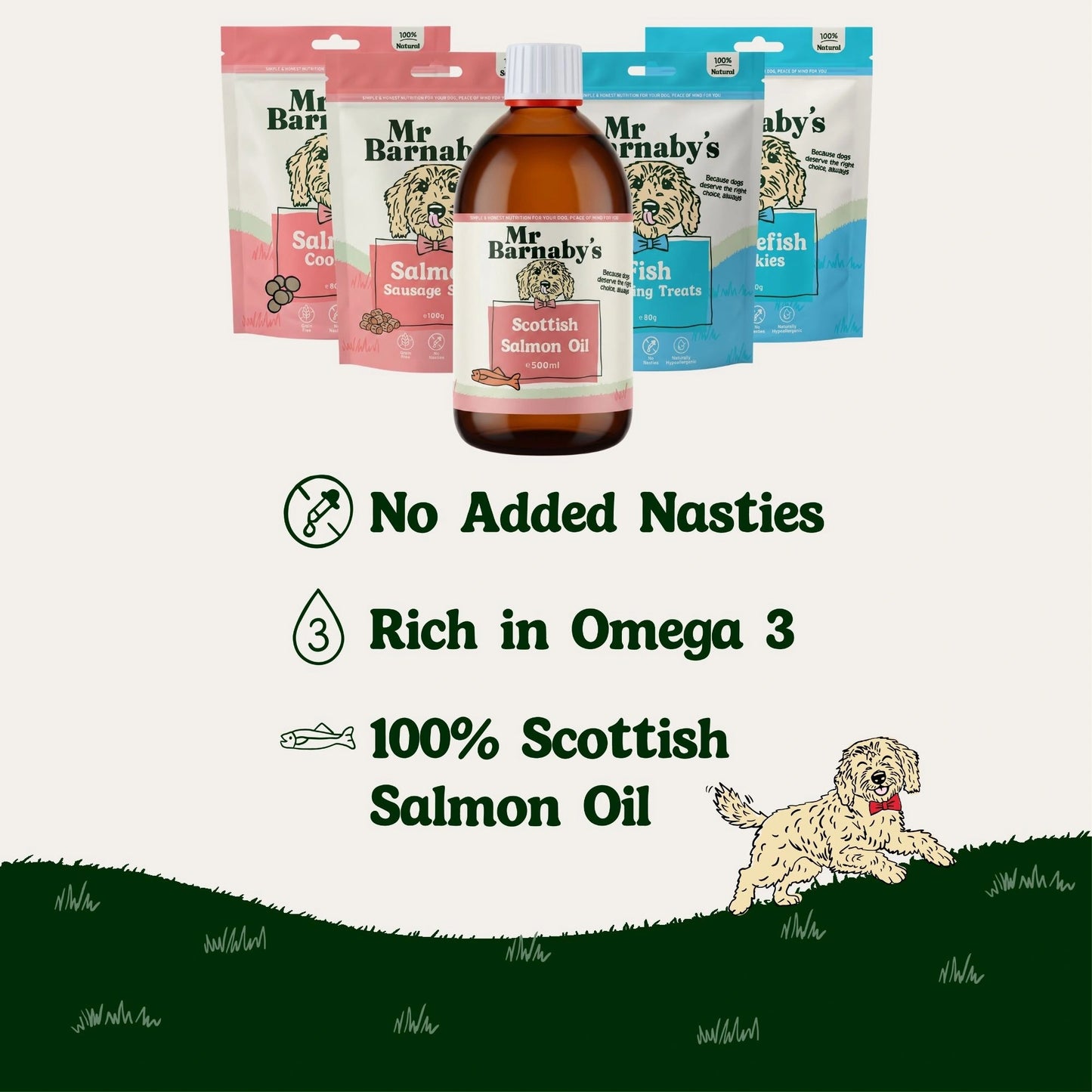 Dog Treats for Skin & Coat – Natural Fish Bundle with Salmon Oil