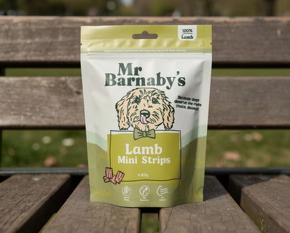 Natural Lamb Dog Treats – Air-Dried Mini Strips 80g