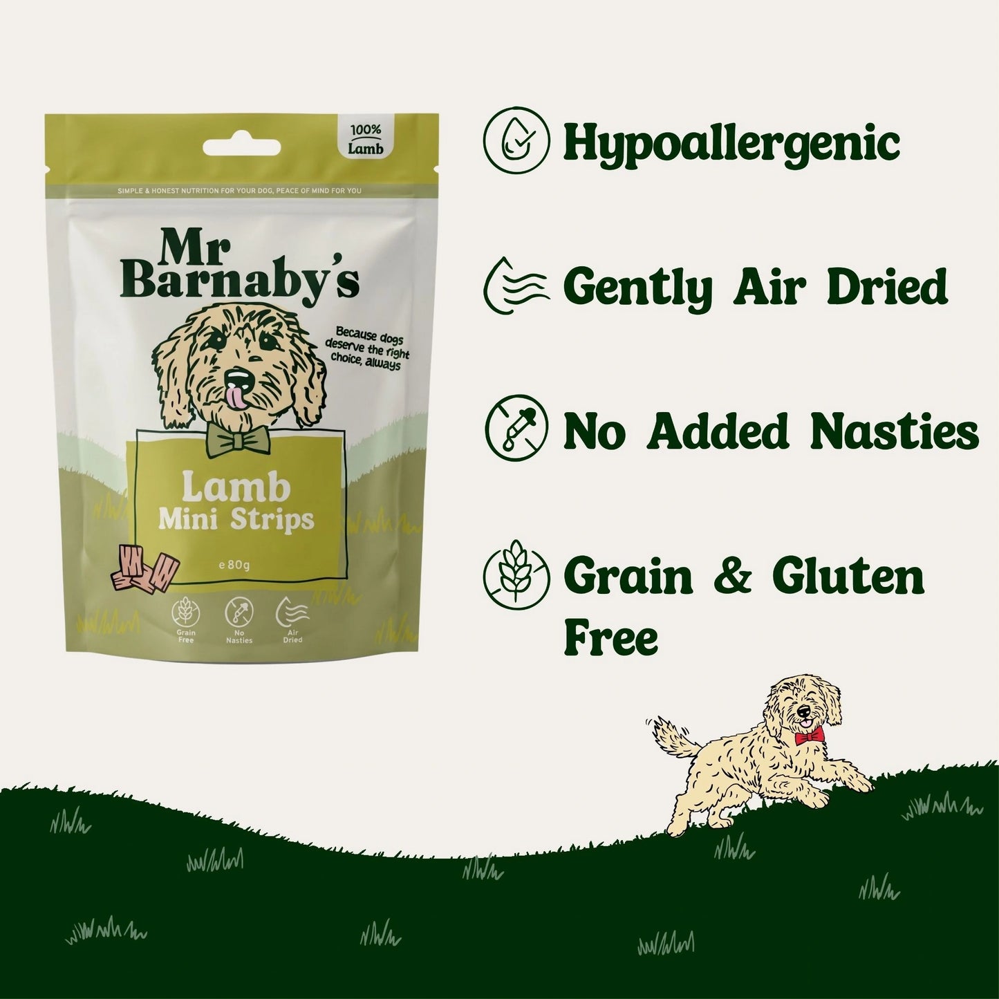 Natural Lamb Dog Treats – Air-Dried Mini Strips 80g