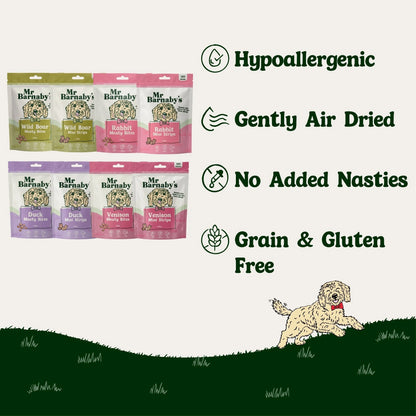 Natural Game Meat Dog Treats – Air-Dried Bites & Mini Strips