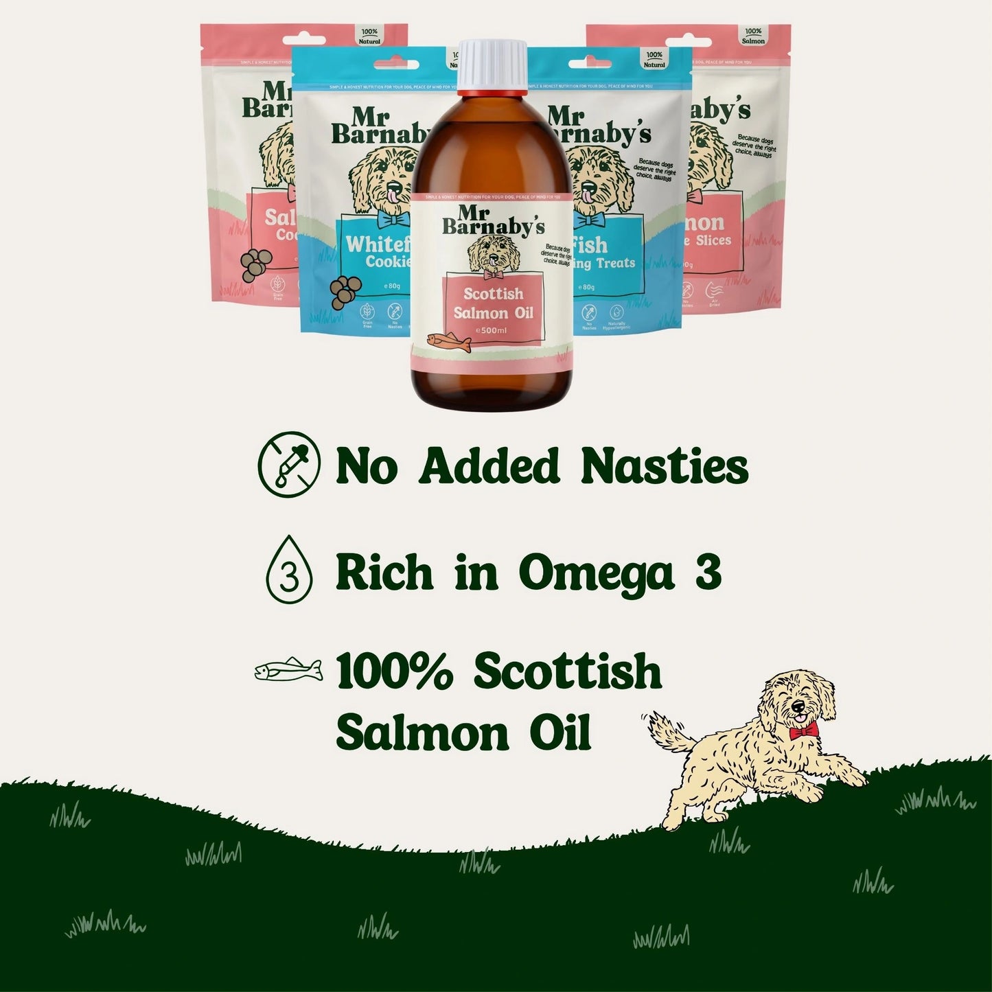Natural Fish Dog Treats Bundle with Salmon Oil – Grain Free & Hypoallergenic
