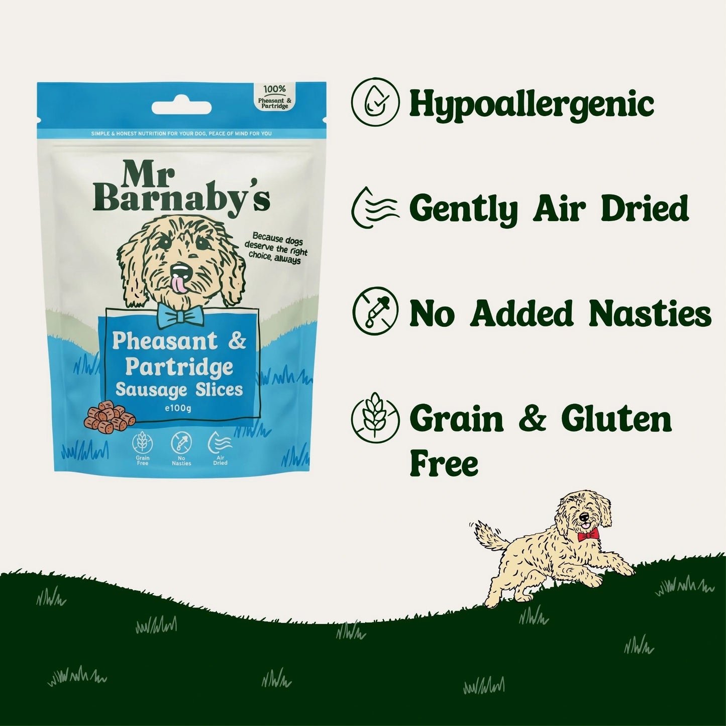 Natural Partridge & Pheasant Dog Treats – Air-Dried Slices 100g