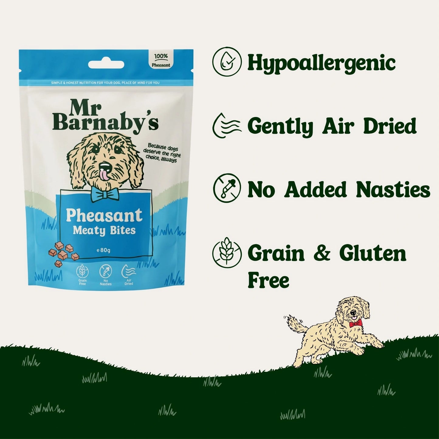 Natural Pheasant Dog Treats – Air-Dried Bites 80g