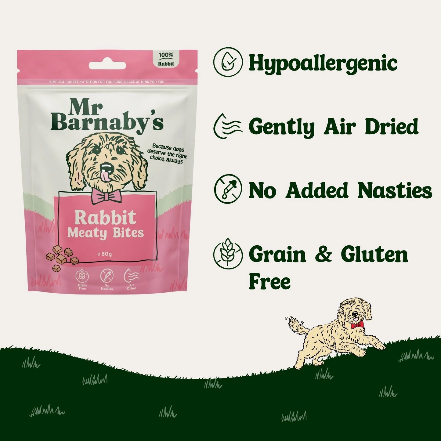 Natural Rabbit Dog Treats – Air-Dried Bites 80g