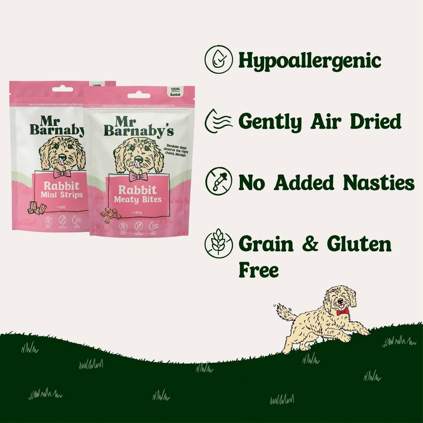 Natural Rabbit Dog Treats Bundle – Air-Dried Variety Pack