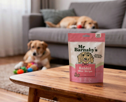 Natural Rabbit Dog Treats – Air-Dried Mini Strips 80g
