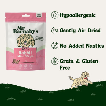 Natural Rabbit Dog Treats – Air-Dried Mini Strips 80g