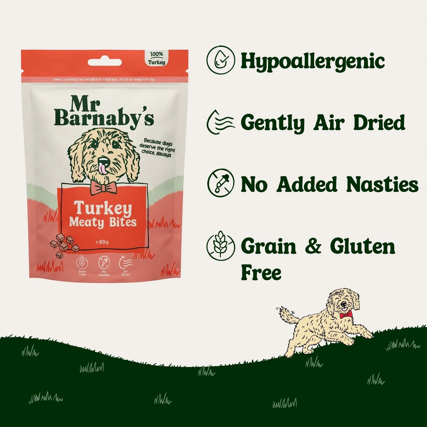 Natural Turkey Dog Treats – Air-Dried Training Bites 80g