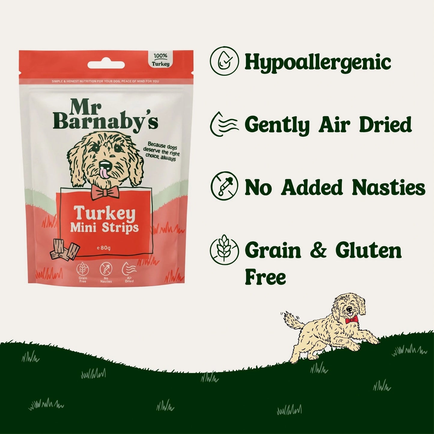 Natural Turkey Dog Treats – Air-Dried Mini Strips 80g