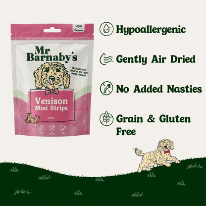Natural Venison Dog Treats – Air-Dried Mini Strips 80g