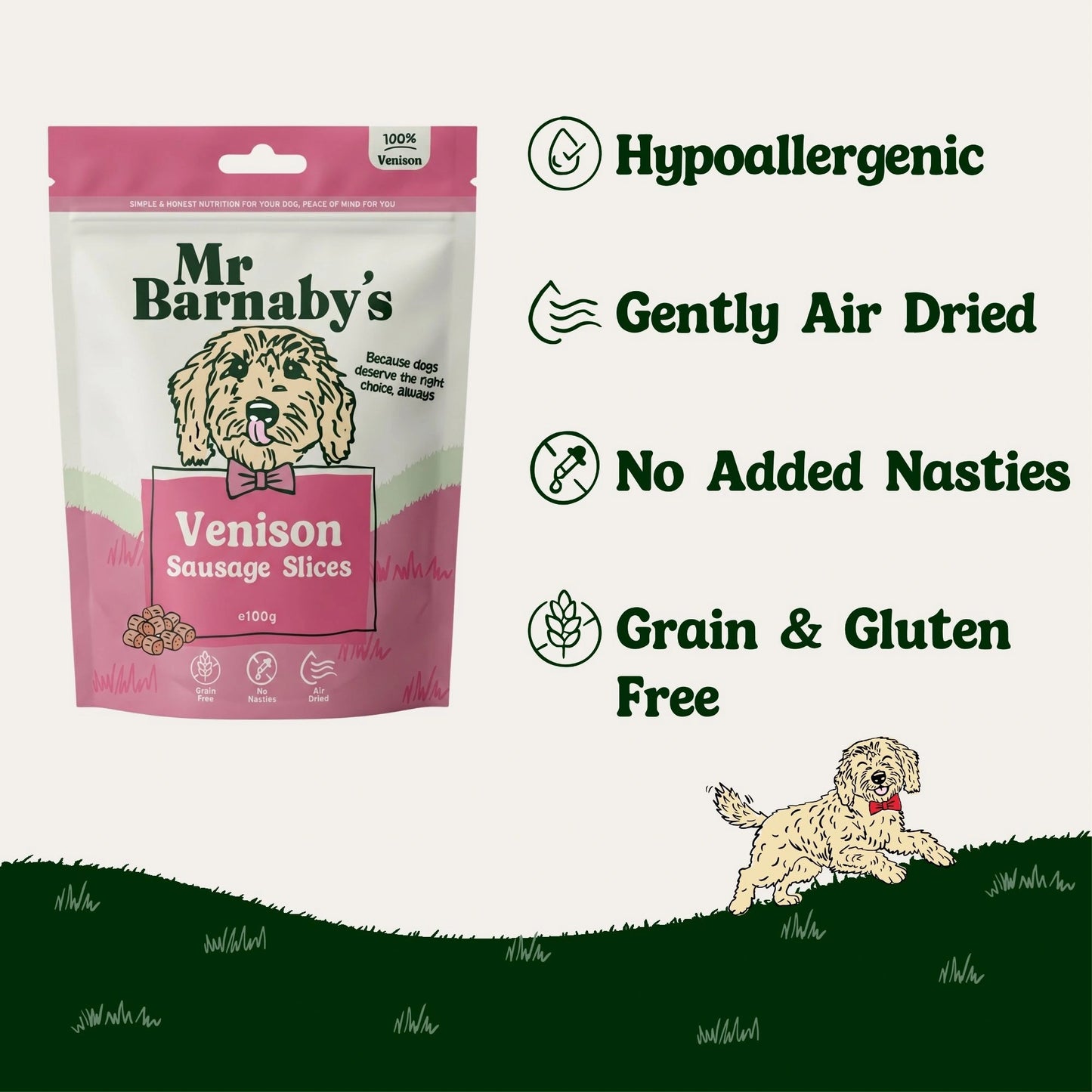 Natural Venison Dog Treats – Air-Dried Slices 100g