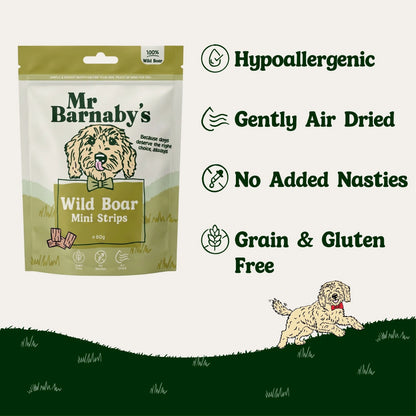 Natural Wild Boar Dog Treats – Air-Dried Mini Strips 80g